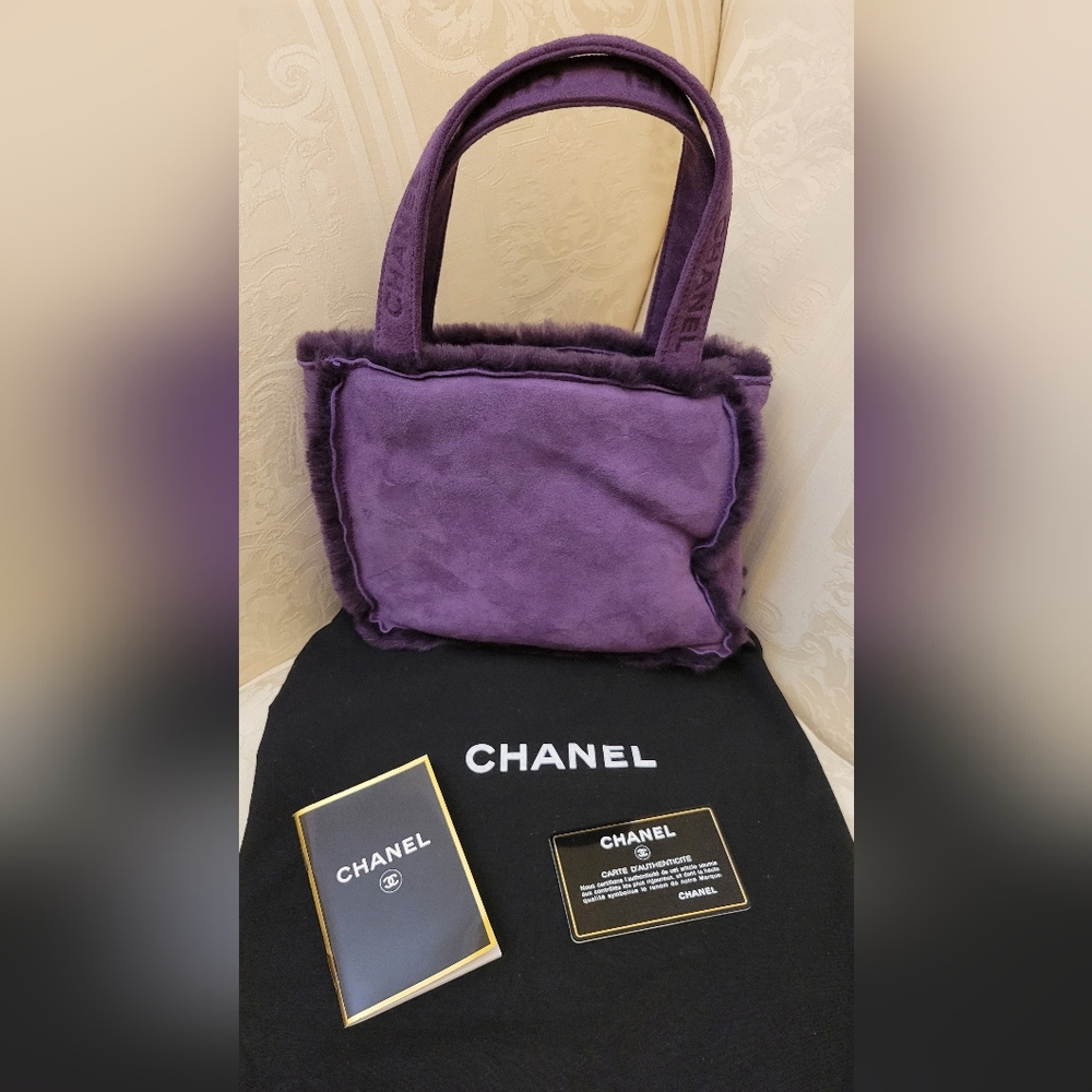 Purple Suede And Shearling Chanel Mini Tote